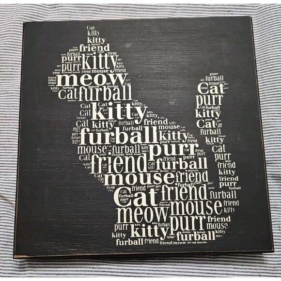 12 X 12 Cat Themed Wooden Plaque Wall Art Vintage, Rustic Style Very Nice! - Picture 1 of 7